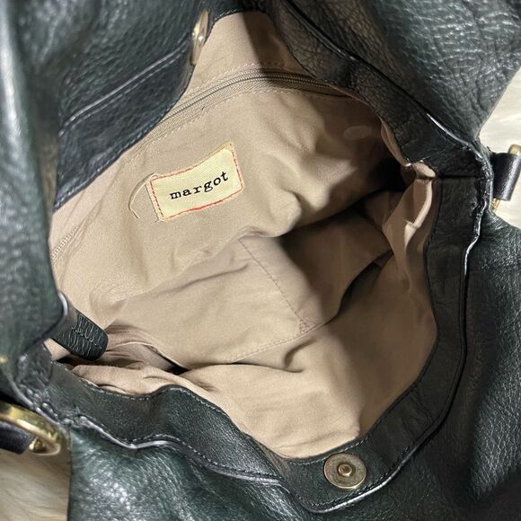 Margot Greta Leather Double Zip Flap Crossbody in Black - Picture 5 of 10